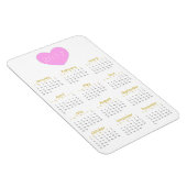 Cute Pink Heart 2017 Calendar Magnet - Gold & Grey Magneet (Rechterzijde)