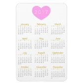 Cute Pink Heart 2017 Calendar Magnet - Gold & Grey Magneet (Verticaal)