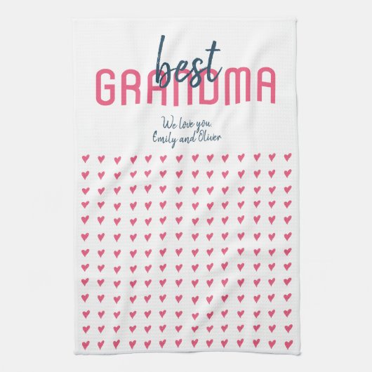 Cute Pink Heart Best Grandma Moederdag Theedoek (Verticaal)