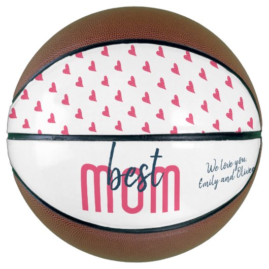 Cute Pink Heart Best Mam Moeder Day Basketbal (Voorkant)
