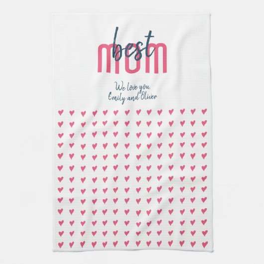 Cute Pink Heart Best Mam Moeder Day Theedoek (Verticaal)