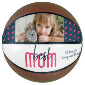 Cute Pink Heart Best Mama Photo Moeder Day Basketbal (Voorkant)
