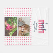 Cute Pink Heart Beste mama 2 Fotomoederdag Fleece Deken (Voorkant (Horizontaal))