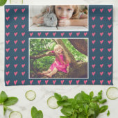 Cute Pink Heart Beste mama 2 Fotomoederdag Theedoek (Gevouwen)