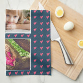 Cute Pink Heart Beste mama 2 Fotomoederdag Theedoek (Quarter Fold)