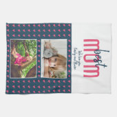 Cute Pink Heart Beste mama 2 Fotomoederdag Theedoek (Horizontaal)