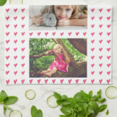 Cute Pink Heart Beste mama 2 Fotomoederdag Theedoek (Gevouwen)