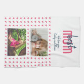 Cute Pink Heart Beste mama 2 Fotomoederdag Theedoek (Horizontaal)