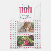 Cute Pink Heart Beste mama 2 Fotomoederdag Theedoek (Verticaal)