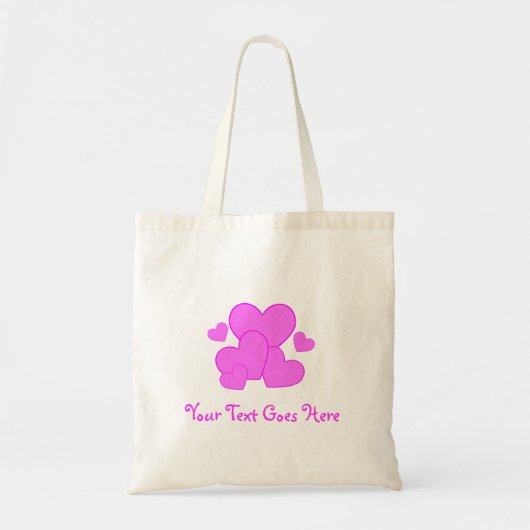 Cute Pink Heart Canvas Bag - Gepersonaliseerd Tote Bag (Voorkant)