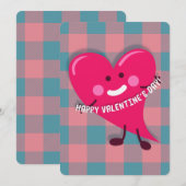 Cute Pink Heart Character Valentijnsdag Feestdagenkaart (Voorkant / Achterkant)