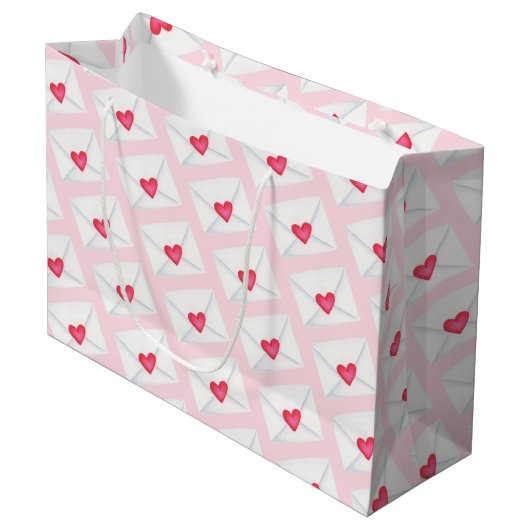 Cute Pink Heart Envelopes Valentijnsdag Groot Cadeauzakje (Voorkant Gekanteld)