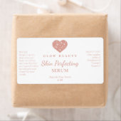 Cute Pink Heart Glitter Logo Serum Labels (Insitu)