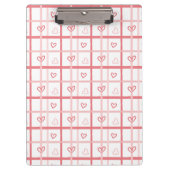 Cute Pink Heart Grid Pattern Klembord (Voorkant)