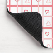 Cute Pink Heart Grid Pattern Muismat (Hoek)