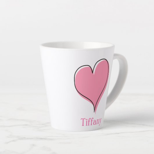 Cute Pink Heart Latte Mok (Rechterhoek)