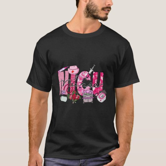 Cute Pink Heart Leopard Happy Valentines Day NICU T-shirt (Voorkant)