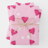 Cute Pink Heart Lollipop Seamless Pattern Inpakpapier Vel (In situ)