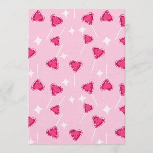 Cute Pink Heart Lollipop Seamless Pattern Kaart (Voorkant)