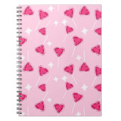 Cute Pink Heart Lollipop Seamless Pattern Notitieboek (Voorkant)