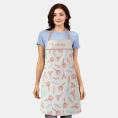 Cute Pink Heart Lollipop Sweet Snoep Baking Apron Schort (Gedragen)