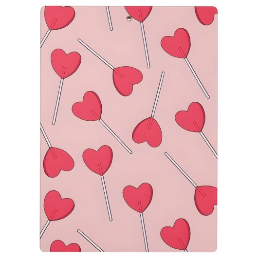 Cute Pink Heart Lollipops Seamless Pattern Klembord (Achterkant)