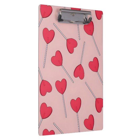 Cute Pink Heart Lollipops Seamless Pattern Klembord (Rechts)