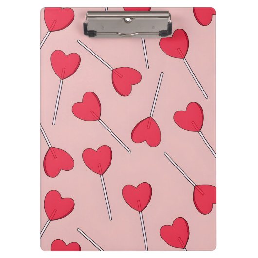 Cute Pink Heart Lollipops Seamless Pattern Klembord (Voorkant)