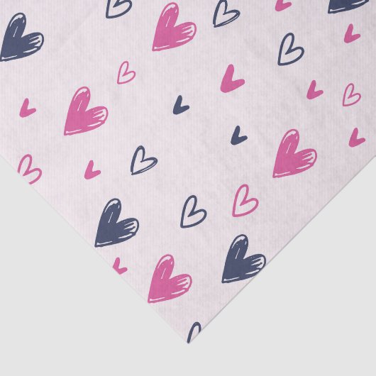 Cute Pink Heart Love Pattern Valentijnsdag Tissuepapier (Detail)