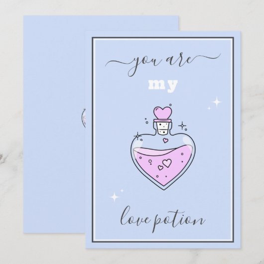 Cute Pink Heart Love Potion Valentijnsdag Girly Feestdagenkaart (Voorkant / Achterkant)
