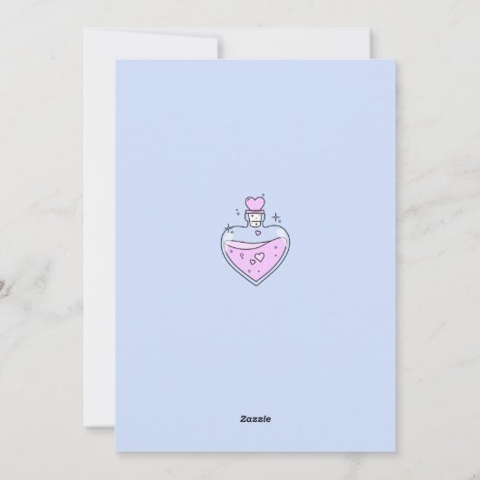 Cute Pink Heart Love Potion Valentijnsdag Girly Feestdagenkaart (Achterkant)