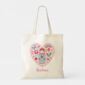 Cute Pink Heart Matryoshka Canvas tas (Achterkant)