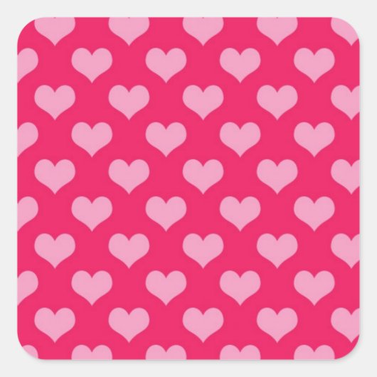 Cute Pink Heart Patroon Vierkante Sticker (Voorkant)
