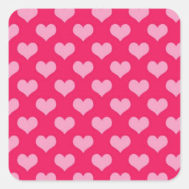 Cute Pink Heart Patroon Vierkante Sticker