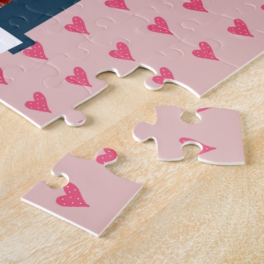 Cute Pink Heart Pattern Best Ma 2 Foto Legpuzzel (Zijkant)