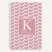 Cute Pink Heart Pattern Monogram Notitieboek (Voorkant)