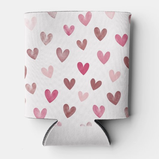 Cute Pink Heart Pattern – Romantic &Stylish Design Blikjeskoeler (Voorkant)