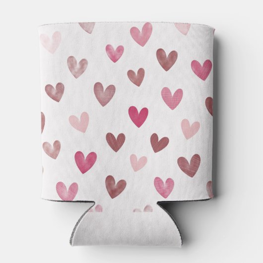 Cute Pink Heart Pattern – Romantic &Stylish Design Blikjeskoeler (Achterkant)