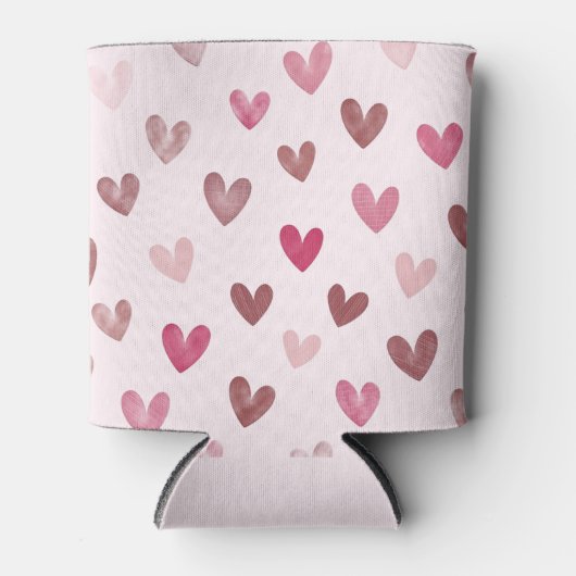 Cute Pink Heart Pattern – Romantic &Stylish Design Blikjeskoeler (Voorkant)
