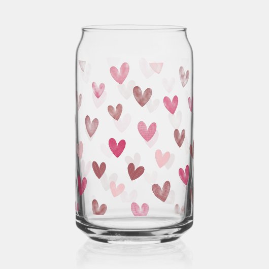 Cute Pink Heart Pattern – Romantic &Stylish Design Blikvorm Glas (Voorkant)