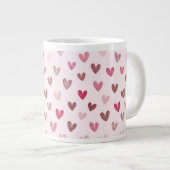 Cute Pink Heart Pattern – Romantic &Stylish Design Grote Koffiekop (Voorkant rechts)