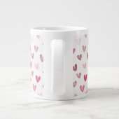 Cute Pink Heart Pattern – Romantic &Stylish Design Grote Koffiekop (Achterkant)