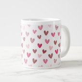 Cute Pink Heart Pattern – Romantic &Stylish Design Grote Koffiekop (Voorkant rechts)