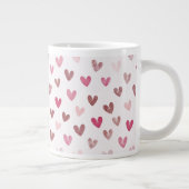 Cute Pink Heart Pattern – Romantic &Stylish Design Grote Koffiekop (Rechts)