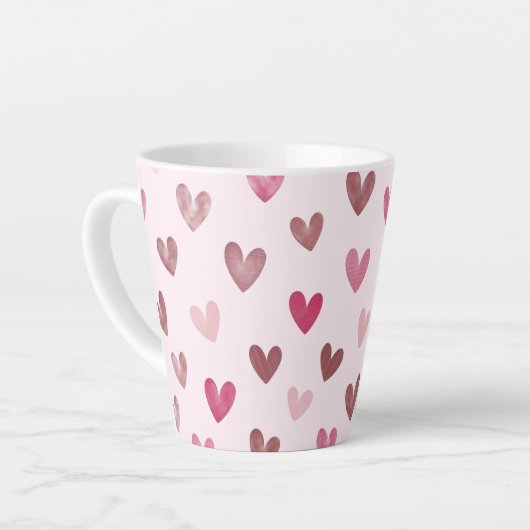 Cute Pink Heart Pattern – Romantic &Stylish Design Latte Mok (Linkerhoek)