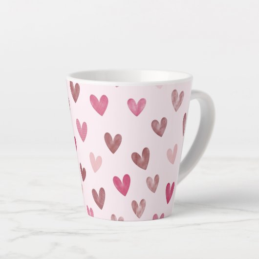 Cute Pink Heart Pattern – Romantic &Stylish Design Latte Mok (Rechterhoek)