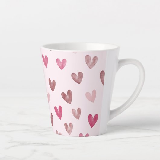 Cute Pink Heart Pattern – Romantic &Stylish Design Latte Mok (Rechts)