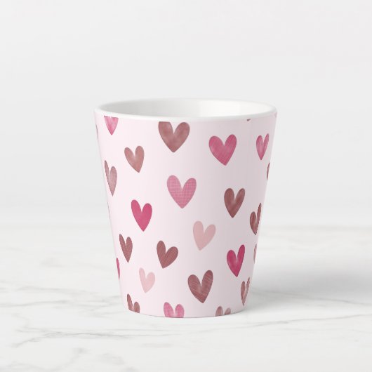 Cute Pink Heart Pattern – Romantic &Stylish Design Latte Mok (Voorkant)