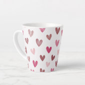Cute Pink Heart Pattern – Romantic &Stylish Design Latte Mok (Linkerhoek)