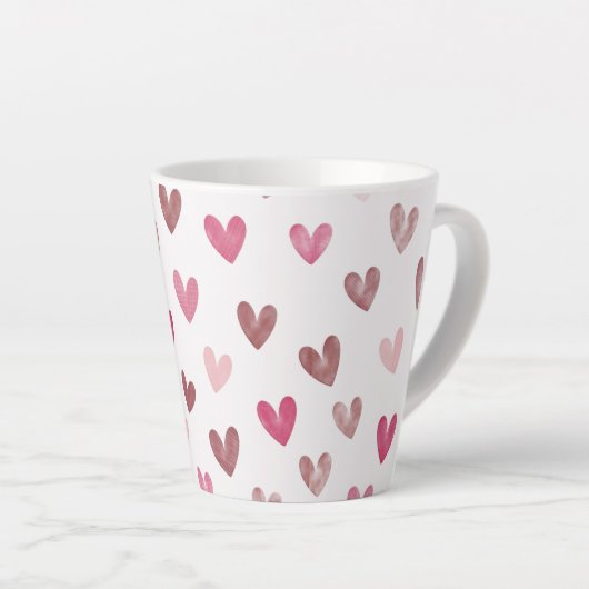 Cute Pink Heart Pattern – Romantic &Stylish Design Latte Mok (Rechterhoek)